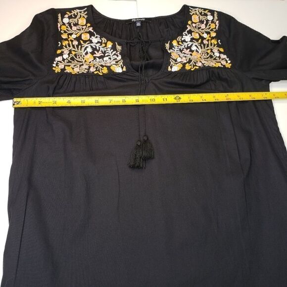 Madewell Embroidered Slit Sleeve Black Dress XS - Picture 12 of 16